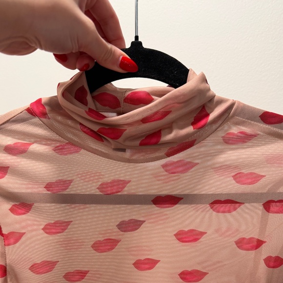 AFRM Pink Lip Print Bodysuit - Picture 3 of 4